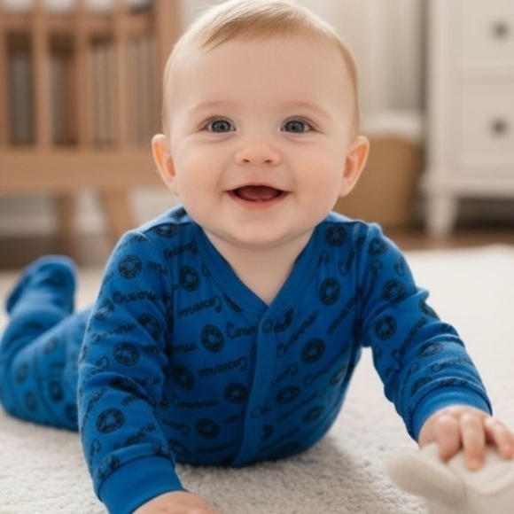 Converse Blue Logo Footed Sleep and Play Suit | Size 6M - Picture 2 of 8